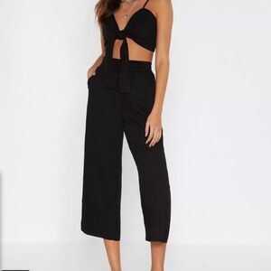 NWT Nasty Gal Cropped Linen Wide Leg Pants